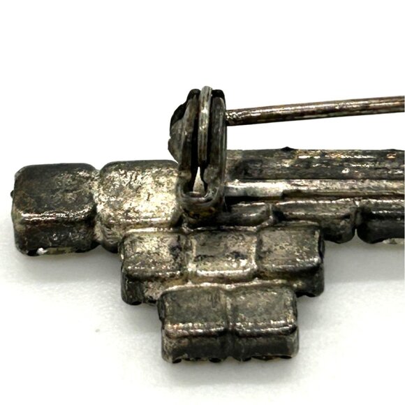 Vintage 1940s Broock Rhinestone Key To My Heart Pot Metal Brooch WWII Era - Picture 13 of 16